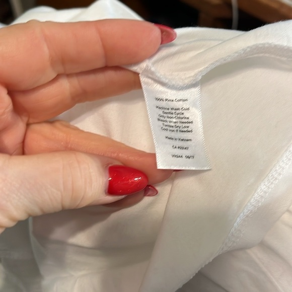 Two 2 Scalloped Neck Tee Shirts 100% Pima Cotton Size 2X White NWT Striped Green - Picture 9 of 12